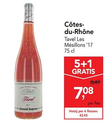 Promoties Côtesdu-rhône tavel les mésillons `17 - Rosé wijnen - Geldig van 19/06/2019 tot 02/07/2019 bij Makro