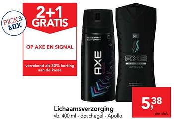 Promoties Lichaamsverzorging douchegel - apollo - Axe - Geldig van 19/06/2019 tot 02/07/2019 bij Makro
