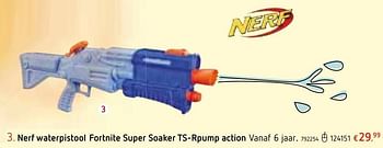 Promoties Nerf waterpistool fortnite super soaker ts-rpump action - Hasbro - Geldig van 13/06/2019 tot 13/07/2019 bij Dreamland