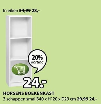 Promoties Horsens boekenkast 3 schappen smal - Huismerk - Jysk - Geldig van 10/06/2019 tot 23/06/2019 bij Jysk
