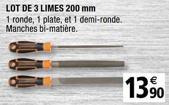 Promotions Lot de 3 limes 200 mm - Magnusson - Valide de 01/04/2019 à 31/12/2019 chez Brico Depot