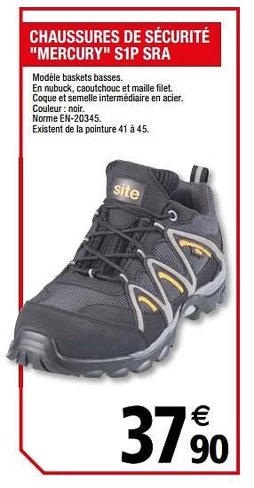 Promotions Chaussures de sécurité mercury s1p sra - Produit Maison - Brico Depot - Valide de 01/04/2019 à 31/12/2019 chez Brico Depot