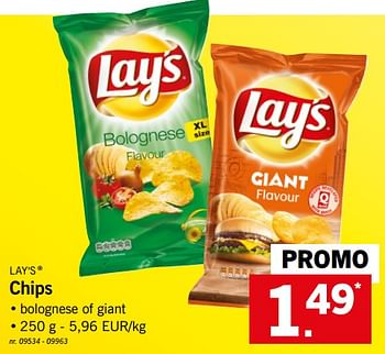 Promoties Chips - Lay's - Geldig van 17/06/2019 tot 22/06/2019 bij Lidl