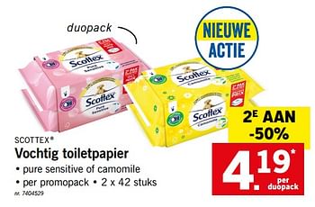 Promoties Vochtig toiletpapier - Scottex - Geldig van 17/06/2019 tot 22/06/2019 bij Lidl