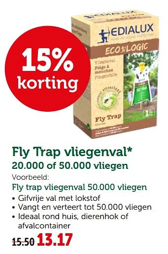 Promoties Fly trap vliegenval 50.000 vliegen - Edialux - Geldig van 19/06/2019 tot 29/06/2019 bij Aveve