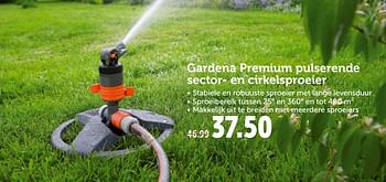 Promoties Gardena premium pulserende sector- en cirkelsproeier - Gardena - Geldig van 19/06/2019 tot 29/06/2019 bij Aveve