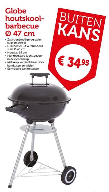 Promoties Globe houtskoolbarbecue - Huismerk - Aveve - Geldig van 19/06/2019 tot 29/06/2019 bij Aveve