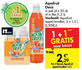 Promoties Aquafruit oasis aquafruit appel-aardbei - Oasis - Geldig van 06/06/2019 tot 01/07/2019 bij Carrefour