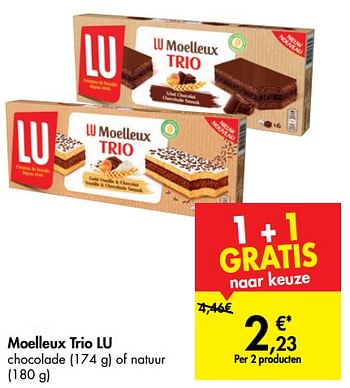Promoties Moelleux trio lu - Lu - Geldig van 06/06/2019 tot 01/07/2019 bij Carrefour