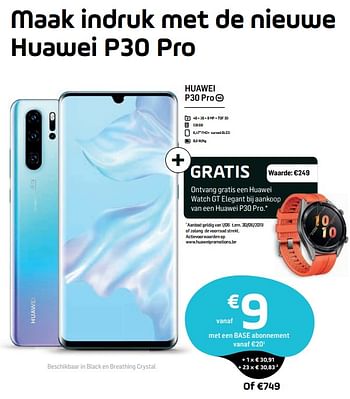 Promoties Huawei p30 pro - Huawei - Geldig van 04/06/2019 tot 01/07/2019 bij Base