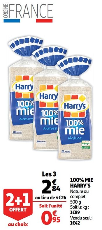 Promoties 100% mie harry`s nature ou complet - Harry's - Geldig van 05/06/2019 tot 22/06/2019 bij Auchan