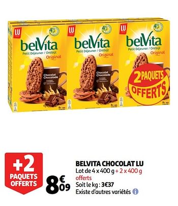 Promotions Belvita chocolat lu - Lu - Valide de 05/06/2019 à 22/06/2019 chez Auchan Ronq