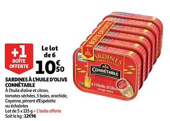 Promotions Sardines à l`huile d`olive connétable - Connétable - Valide de 05/06/2019 à 22/06/2019 chez Auchan Ronq