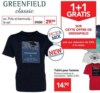 Promotions T-shirt pour homme - Greenfield - Valide de 19/06/2019 à 02/07/2019 chez Makro