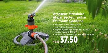 Promotions Arroseur circulaire et par secteur pulsé premium gardena - Gardena - Valide de 19/06/2019 à 29/06/2019 chez Aveve