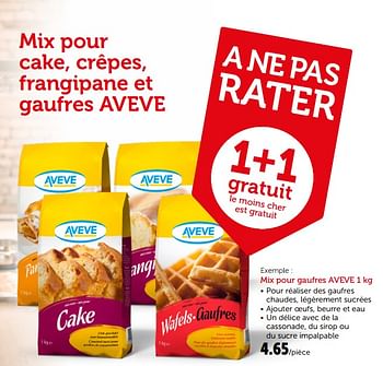 Promoties Mix pour gaufres aveve - Huismerk - Aveve - Geldig van 19/06/2019 tot 29/06/2019 bij Aveve