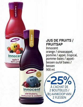 Promotions Jus de fruits innocent orange - Innocent - Valide de 19/06/2019 à 02/07/2019 chez Alvo