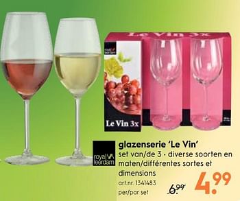 Promoties Glazenserie le vin - Royal Leerdam - Geldig van 12/06/2019 tot 23/06/2019 bij Blokker