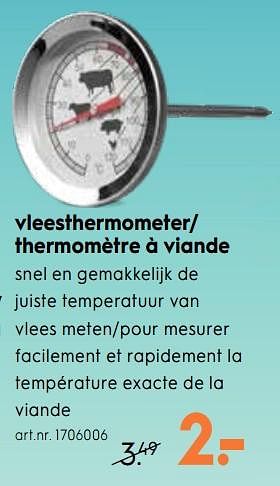 Promotions Vlees thermometer- thermomètre à viande - Produit maison - Blokker - Valide de 12/06/2019 à 23/06/2019 chez Blokker