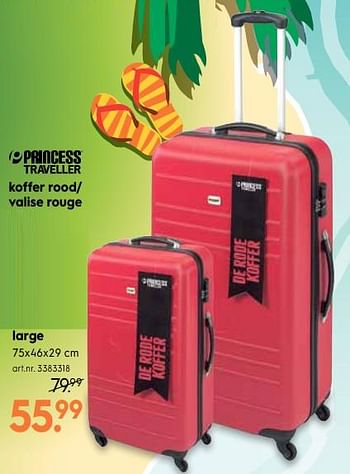 Promoties Koffer rood- valise rouge large - Princess Traveller - Geldig van 12/06/2019 tot 23/06/2019 bij Blokker
