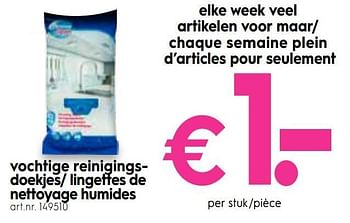 Promotions Vochtige reinigings-doekjes- lingettes de nettoyage humides - Produit maison - Blokker - Valide de 12/06/2019 à 23/06/2019 chez Blokker