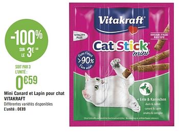 Promotions Mini canard et lapin pour chat vitakraft - Vitakraft - Valide de 11/06/2019 à 23/06/2019 chez Géant Casino