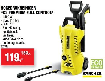 Promoties Kärcher hogedrukreiniger k2 premium full control - Kärcher - Geldig van 12/06/2019 tot 23/06/2019 bij Hubo