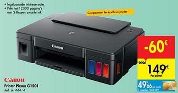 Promotions Canon printer pixma g1501 - Canon - Valide de 12/06/2019 à 24/06/2019 chez Carrefour