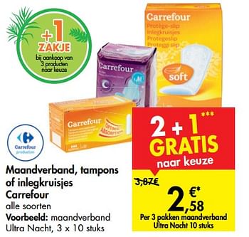 Promotions Maandverband ultra nacht - Produit maison - Carrefour  - Valide de 12/06/2019 à 24/06/2019 chez Carrefour