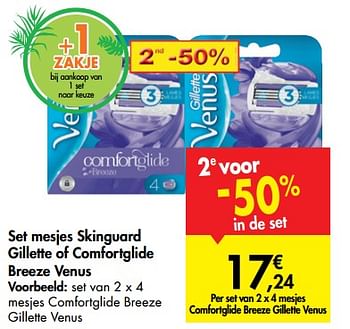 Promoties Set van 2 x 4 mesjes comfortglide breeze gillette venus - Gillette - Geldig van 12/06/2019 tot 24/06/2019 bij Carrefour