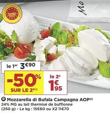 Promotions Mozzarella di bufala campagna aop - Produit Maison - Casino - Valide de 11/06/2019 à 23/06/2019 chez Super Casino