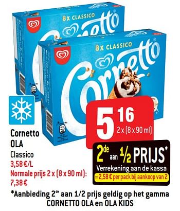 Promoties Cornetto ola classico - Ola - Geldig van 19/06/2019 tot 09/07/2019 bij Smatch