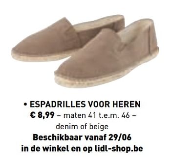 Promoties Espadrilles voor heren - Huismerk - Lidl - Geldig van 10/06/2019 tot 21/09/2019 bij Lidl