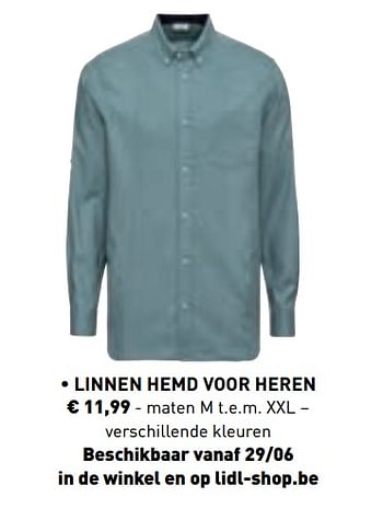 Promotions Linnen hemd voor heren - Produit maison - Lidl - Valide de 10/06/2019 à 21/09/2019 chez Lidl