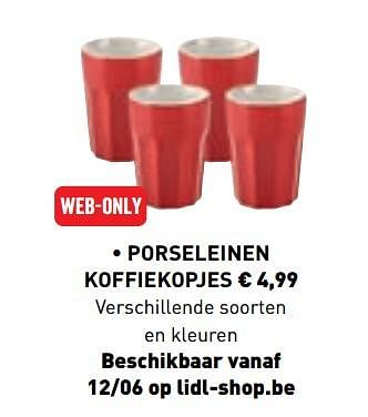 Promoties Porseleinen koffiekopjes - Huismerk - Lidl - Geldig van 10/06/2019 tot 21/09/2019 bij Lidl