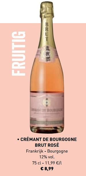 Promoties Crémant de bourgogne brut rosé frankrijk - bourgogne - Schuimwijnen - Geldig van 10/06/2019 tot 21/09/2019 bij Lidl