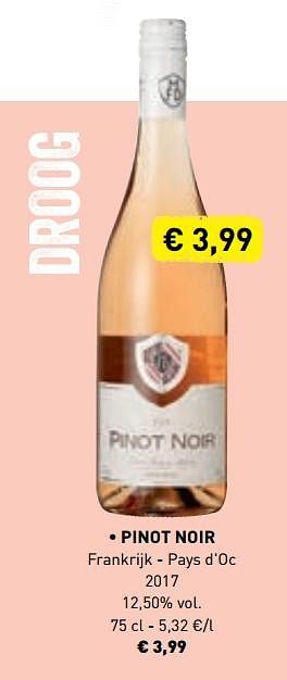 Promoties Pinot noir frankrijk - pays d`oc 2017 - Rosé wijnen - Geldig van 10/06/2019 tot 21/09/2019 bij Lidl