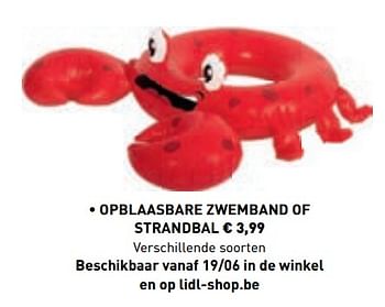 Promoties Opblaasbare zwemband of strandbal - Huismerk - Lidl - Geldig van 10/06/2019 tot 21/09/2019 bij Lidl