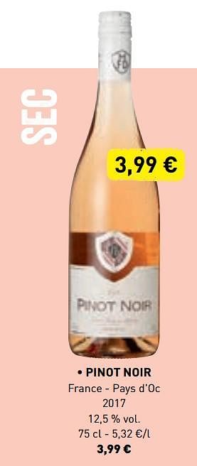 Promotions Pinot noir france - pays d`oc 2017 - Vins rosé - Valide de 10/06/2019 à 21/09/2019 chez Lidl
