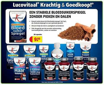 Promoties Een stabiele bloedsuikerspiegel zonder pieken en dalen - Lucovitaal - Geldig van 24/04/2019 tot 29/09/2019 bij Kruidvat