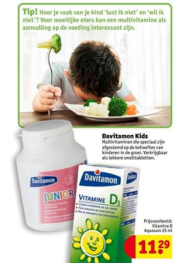 Promotions Davitamon kids vitamine d aquosum - Davitamon - Valide de 24/04/2019 à 29/09/2019 chez Kruidvat