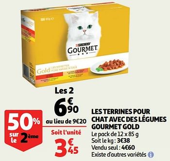 Promotions Les terrines pour chat avec des légumes gourmet gold - Purina - Valide de 19/06/2019 à 25/06/2019 chez Auchan Ronq
