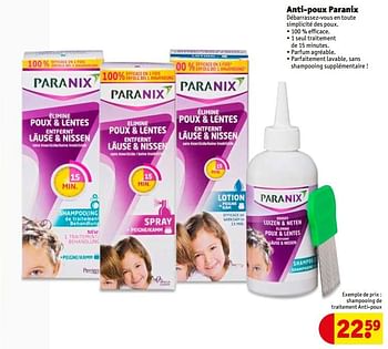 Promotions Paranix shampooing de traitement anti-poux - Paranix - Valide de 24/04/2019 à 29/09/2019 chez Kruidvat