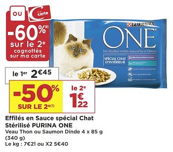 Promotions Effilés en sauce spécial chat stérilisé purina one - Purina - Valide de 18/06/2019 à 30/06/2019 chez Super Casino