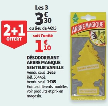 Promotions Désodorisant arbre magique senteur vanille - Arbre Magique - Valide de 19/06/2019 à 25/06/2019 chez Auchan Ronq