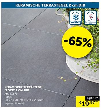 Promoties Keramische terrastegel rock dik - Huismerk - Zelfbouwmarkt - Geldig van 25/06/2019 tot 22/07/2019 bij Zelfbouwmarkt