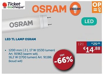 Promoties Led tl lamp osram - Osram - Geldig van 25/06/2019 tot 22/07/2019 bij Zelfbouwmarkt