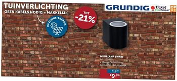 Promotions Grundig muurlamp zwart - Grundig - Valide de 25/06/2019 à 22/07/2019 chez Zelfbouwmarkt
