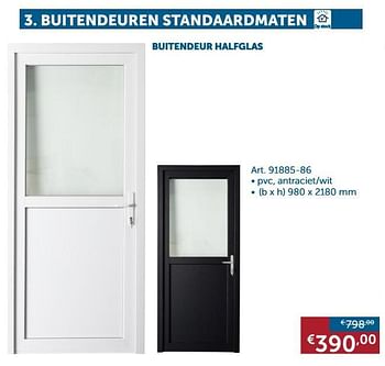Promoties Buitendeur halfglas pvc, antraciet-wit - Huismerk - Zelfbouwmarkt - Geldig van 25/06/2019 tot 22/07/2019 bij Zelfbouwmarkt