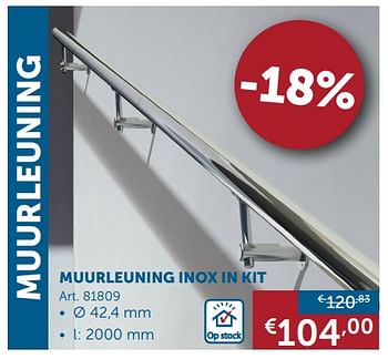 Promoties Muurleuning muurleuning inox in kit - Huismerk - Zelfbouwmarkt - Geldig van 25/06/2019 tot 22/07/2019 bij Zelfbouwmarkt